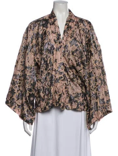 Pre-owned Beau Souci Silk Floral Print Jacket In Multi