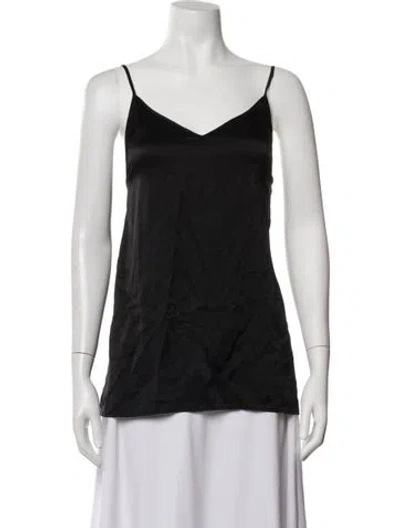 Pre-owned Beau Souci Silk V-neck Top In Black