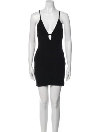 Pre-owned Beau Souci V-neck Mini Dress In Black