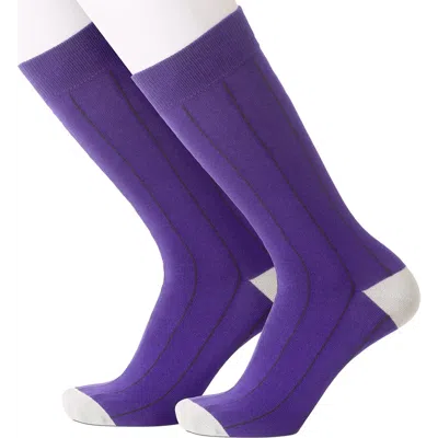 Beau Ties Of Vermont Larkin Pinstripe Socks In Purple
