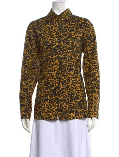 Pre-owned Beaufille Animal Print Long Sleeve Blouse In Black/yellow