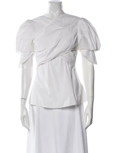 Pre-owned Beaufille Asymmetrical Short Sleeve Top In White