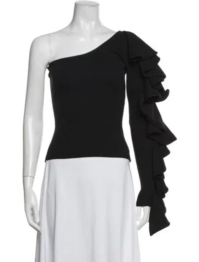 Pre-owned Beaufille Bamboo One-shoulder Top In Black