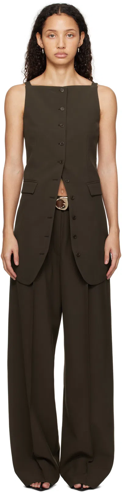 Beaufille Brown Innes Minidress In Dark Khaki