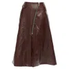 Beaufille Coated Scaled Cotton Silver Asymmetric Zip Midi Skirt In Brown