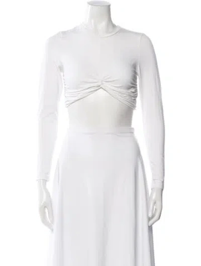 Pre-owned Beaufille Crew Neck Long Sleeve Crop Top In White