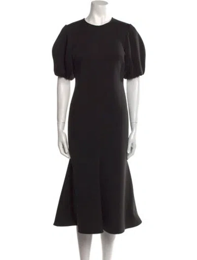 Pre-owned Beaufille Crew Neck Midi Length Dress In Black