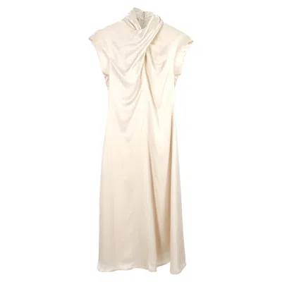 Beaufille Draped Midi Dress In Cream Acetate In White
