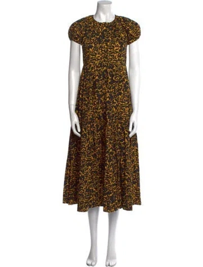 Pre-owned Beaufille Floral Print Long Dress In Yellow