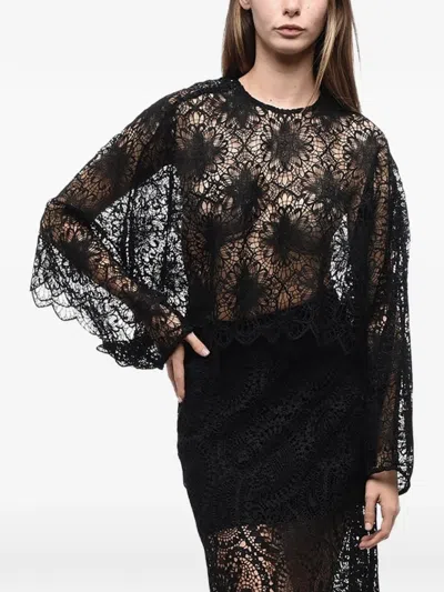 Beaufille Kubrick Macramé Lace Blouse In Black