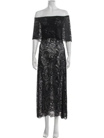 Pre-owned Beaufille Lace Pattern Long Dress In Black