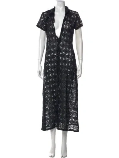 Pre-owned Beaufille Lace Pattern Long Dress In Black