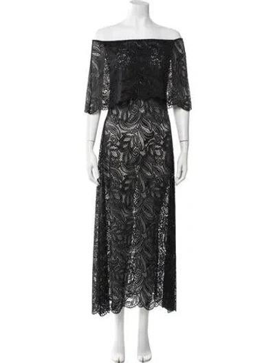 Pre-owned Beaufille Lace Pattern Long Dress In Black