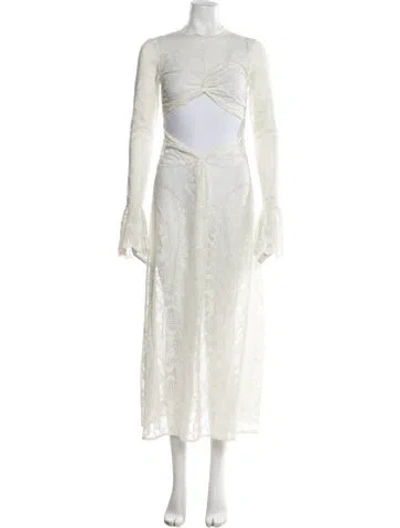 Pre-owned Beaufille Lace Pattern Long Dress In Neutral