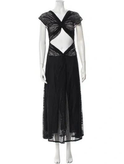 Pre-owned Beaufille Lace Pattern Long Dress W/ Tags In Black