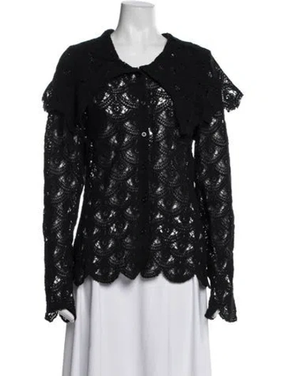 Pre-owned Beaufille Lace Pattern Long Sleeve Top In Black
