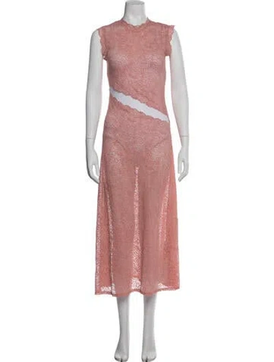 Pre-owned Beaufille Lace Pattern Midi Length Dress In Pink