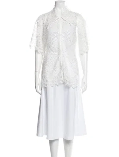 Pre-owned Beaufille Lace Pattern Short Sleeve Blouse In Gray