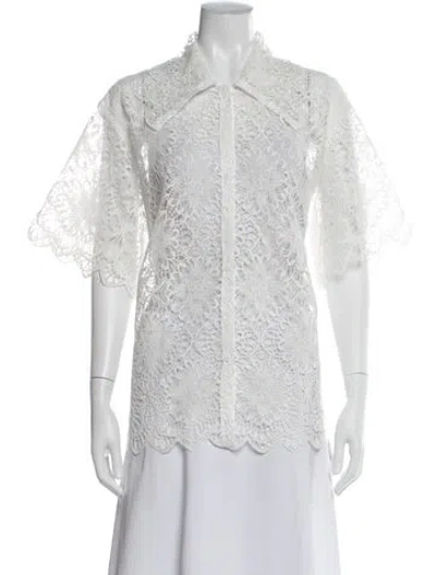 Pre-owned Beaufille Lace Pattern Sweater In White