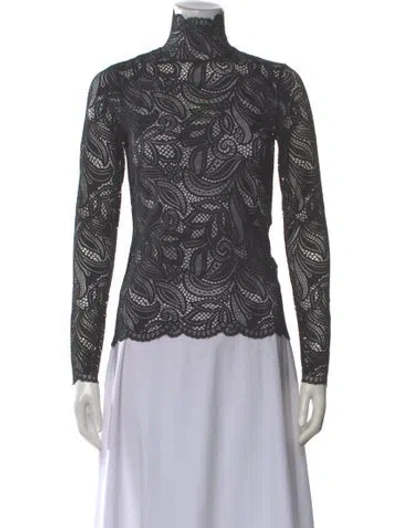 Pre-owned Beaufille Lace Pattern Turtleneck Top In Gray