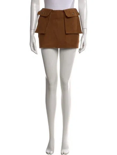 Pre-owned Beaufille Lamb Leather Mini Skirt W/ Tags In Neutral