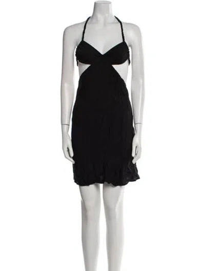 Pre-owned Beaufille Linen Halterneck Tunic In Black