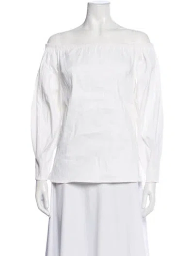 Pre-owned Beaufille Linen Off-the-shoulder Top In White