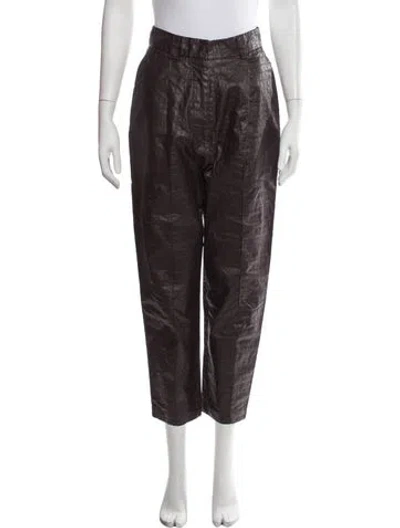 Pre-owned Beaufille Linen Straight Leg Pants In Burgundy