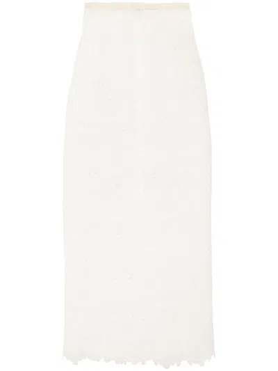 Beaufille Mori Tulle Midi Skirt In White