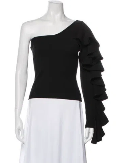 Pre-owned Beaufille One-shoulder Long Sleeve Top In Black