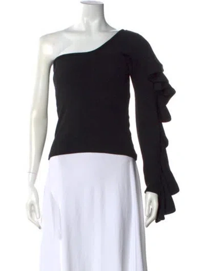 Pre-owned Beaufille One-shoulder Long Sleeve Top In Black