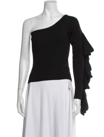 Pre-owned Beaufille One-shoulder Long Sleeve Top In Black