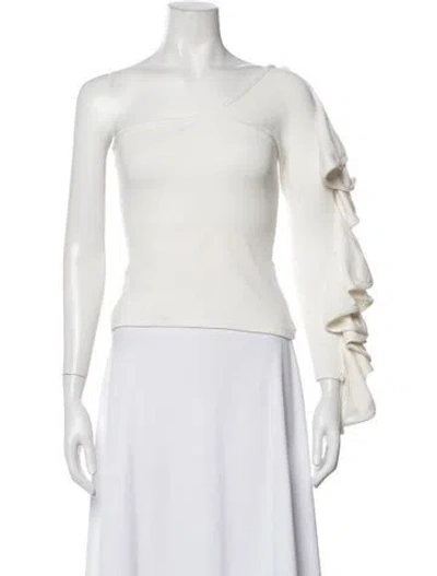 Pre-owned Beaufille One-shoulder Long Sleeve Top In White