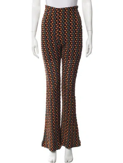 Pre-owned Beaufille Patterned Flared Pants In Orange