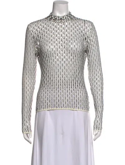 Pre-owned Beaufille Patterned Mock Neck Top In Black/white