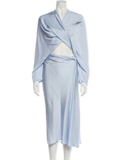 Pre-owned Beaufille Pleated Accents Dress Set In Blue