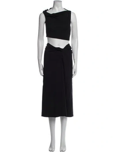 Pre-owned Beaufille Pleated Accents Skirt Set In Black