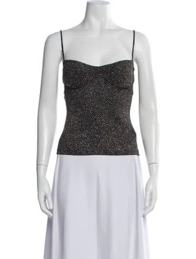 Pre-owned Beaufille Polka Dot Print Square Neckline Top In White