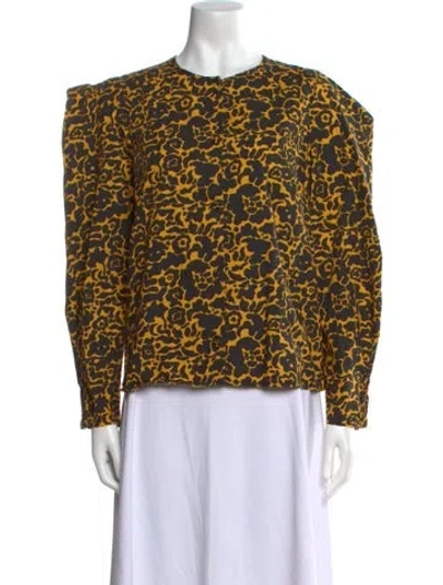 Pre-owned Beaufille Printed Crew Neck Blouse In Yellow