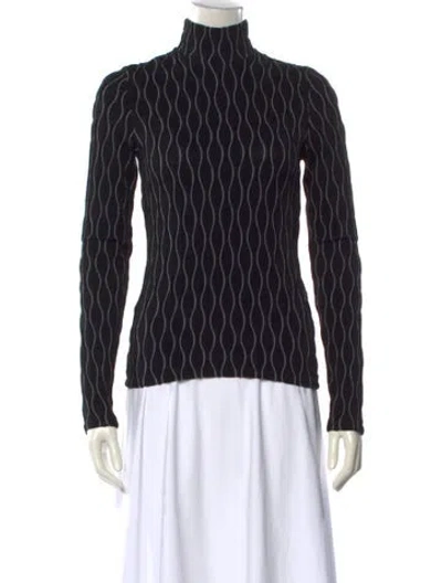 Pre-owned Beaufille Printed Turtleneck Top In Black