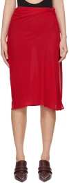 Beaufille Red Vela Midi Skirt In Vermillion