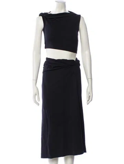 Pre-owned Beaufille Ruffle Embellishment Skirt Set In Blue