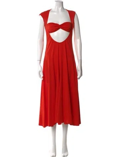 Pre-owned Beaufille Square Neckline Long Dress In Red