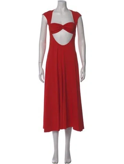 Pre-owned Beaufille Square Neckline Long Dress In Red