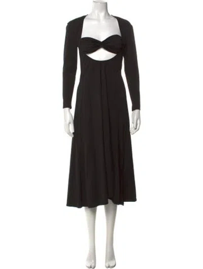 Pre-owned Beaufille Square Neckline Midi Length Dress In Black