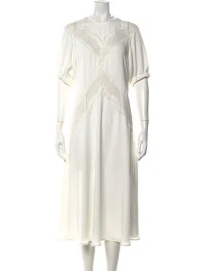 Pre-owned Beaufille Square Neckline Midi Length Dress In White