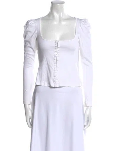 Pre-owned Beaufille Square Neckline Three-quarter Sleeve Crop Top In Neutral