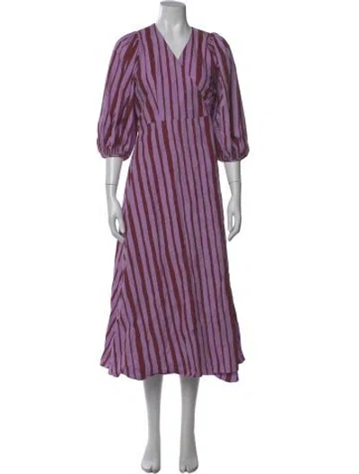 Pre-owned Beaufille Striped Long Dress In Purple
