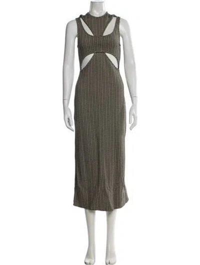 Pre-owned Beaufille Striped Midi Length Dress In Green