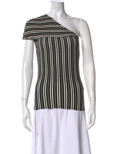 Pre-owned Beaufille Striped One-shoulder Top In Black